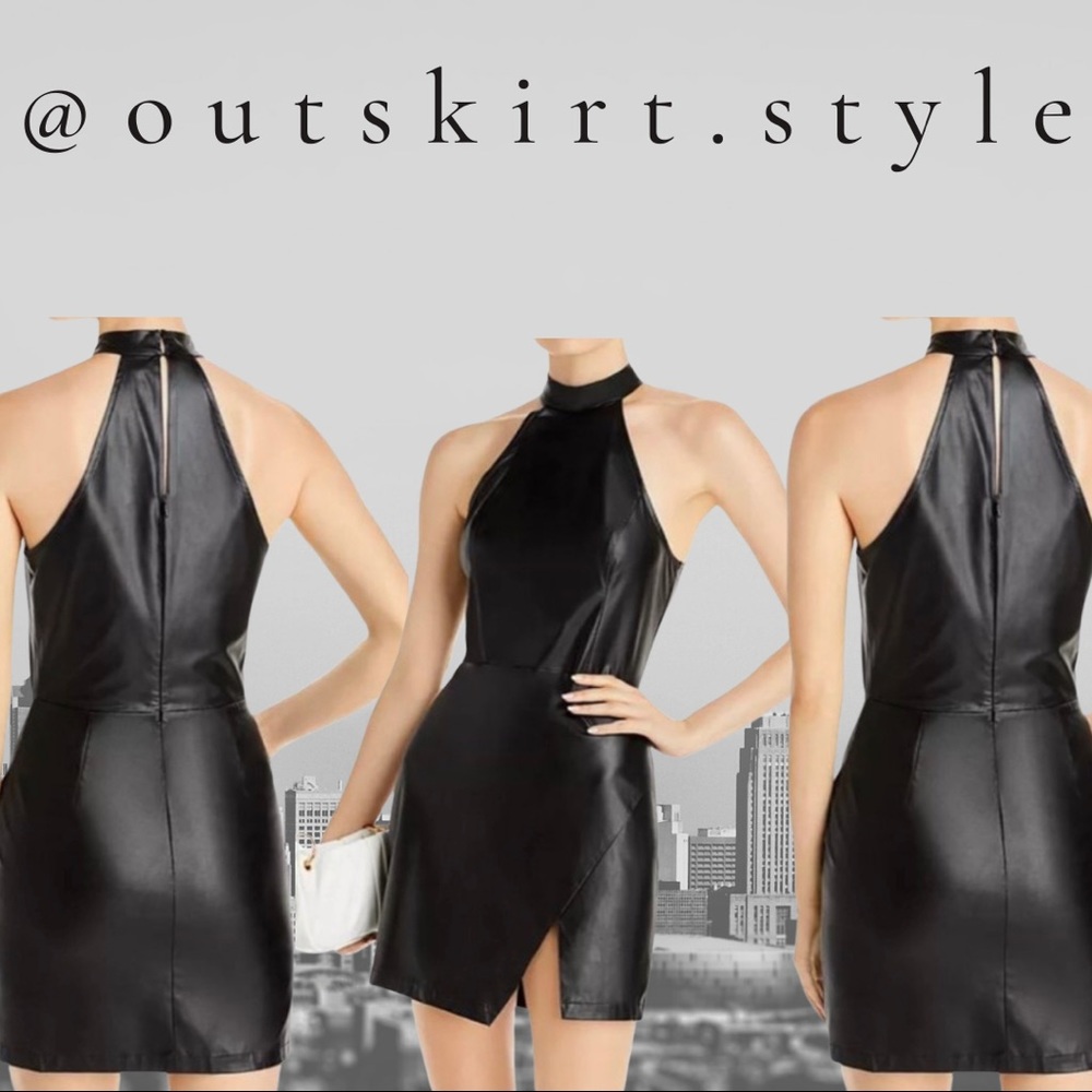 High Neck Sleeveless Faux Leather Dress